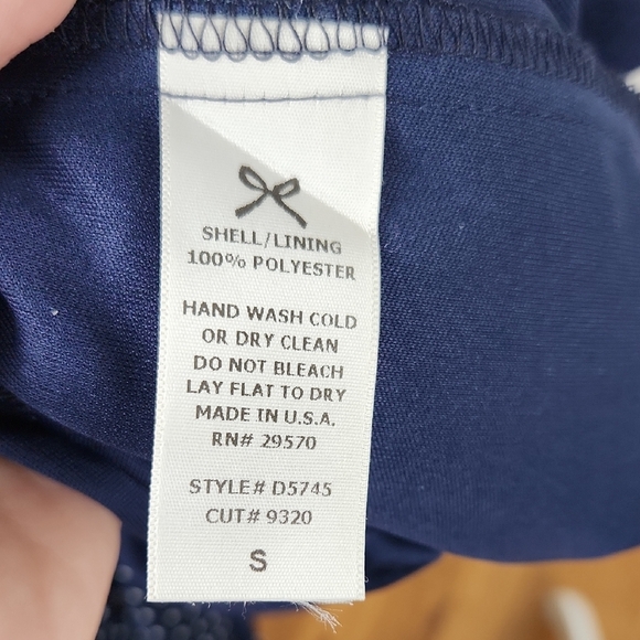 Everly Blue Polka Dot Long Sleeve Dress Knee Length - Picture 7 of 7